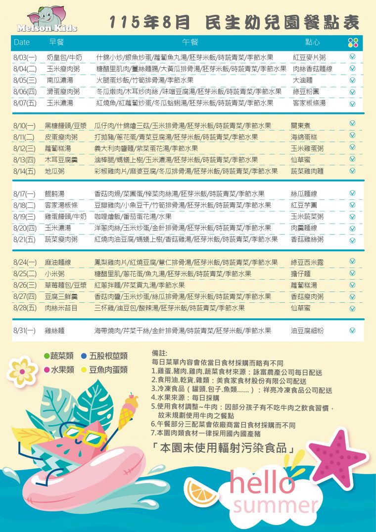 08餐點表